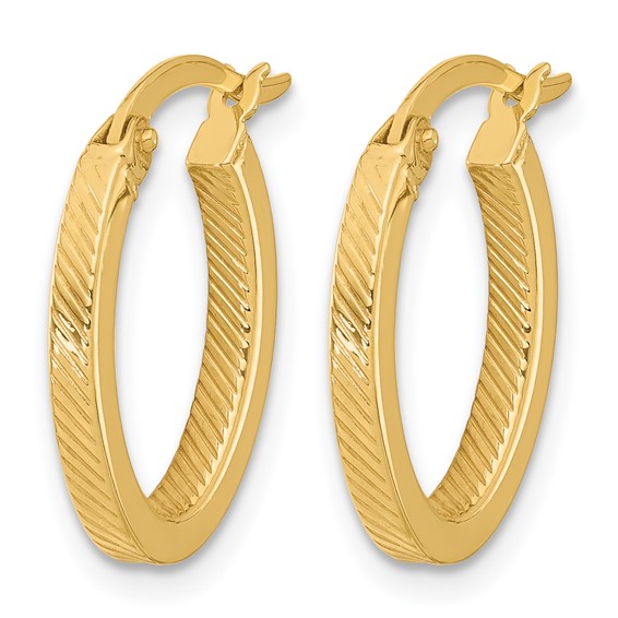 Leslie's 10K Polished and Textured Oval Hoop Earrings