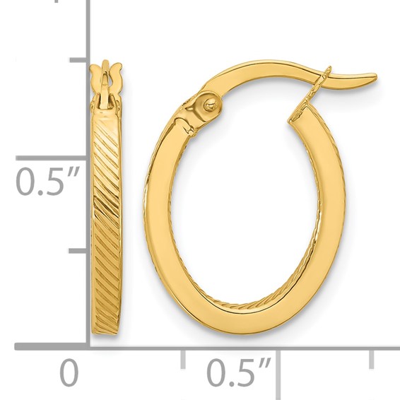 Leslie's 10K Polished and Textured Oval Hoop Earrings