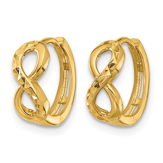 Leslie's 10K Polished and Diamond-cut Infinity Huggie Hoop Earrings