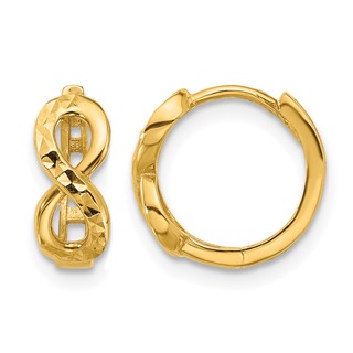 Leslie's 10K Polished and Diamond-cut Infinity Huggie Hoop Earrings