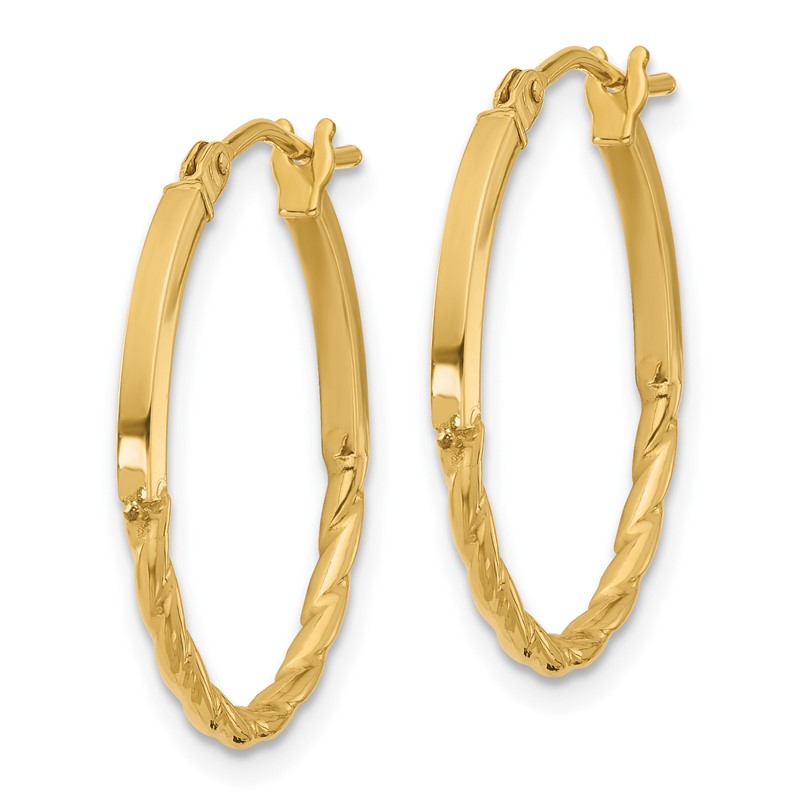 10K Polished Twist Oval Hoop Earrings