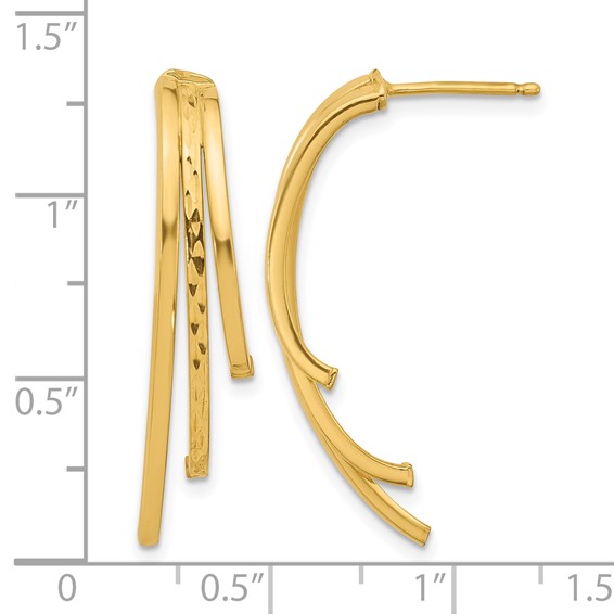 Leslie's 10K Polished and D/C 3-Row Drop Post Earrings