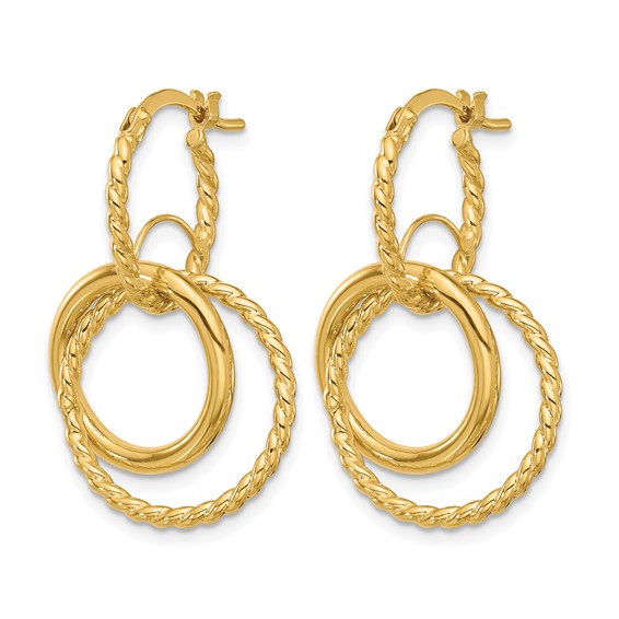 Leslie's 10K Polished and Twisted Dangle Circles Hoop Earrings