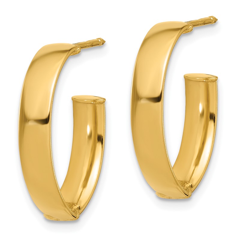 10K Polished  J-Hoop Post Earrings