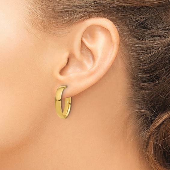 Leslie's 10K Polished  J-Hoop Post Earrings