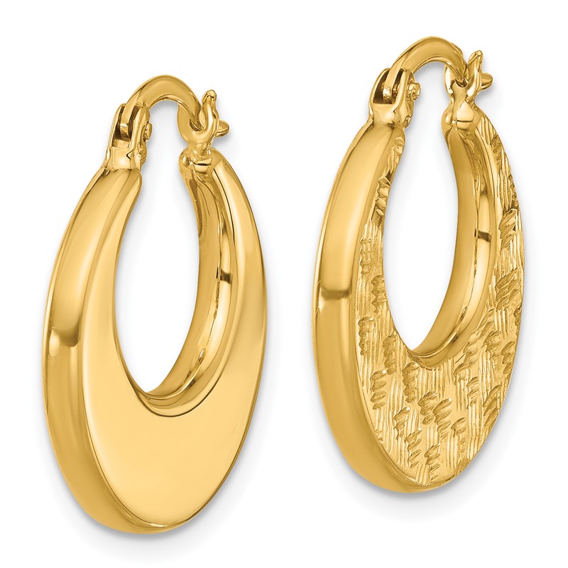 10K Polished and Diamond-cut Fancy Hoop Earrings