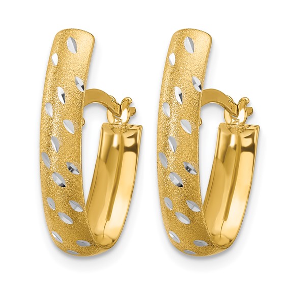 Leslie's 10K w/Rhodium Polished/Satin/Diamond-cut Fancy Hoop Earrings