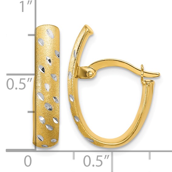 Leslie's 10K w/Rhodium Polished/Satin/Diamond-cut Fancy Hoop Earrings