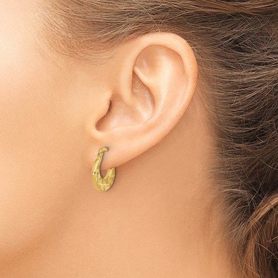 Leslie's 10K Polished and Diamond-cut Fancy Hoop Earrings