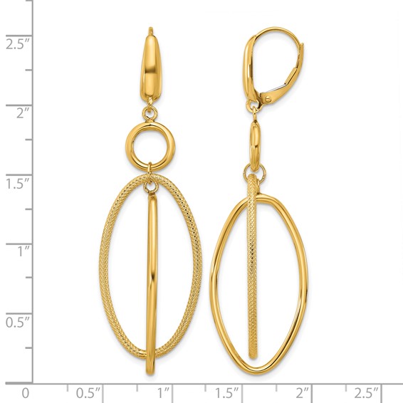 Leslie's 10k Polished and Textured Oval Dangle Leverback Earrings