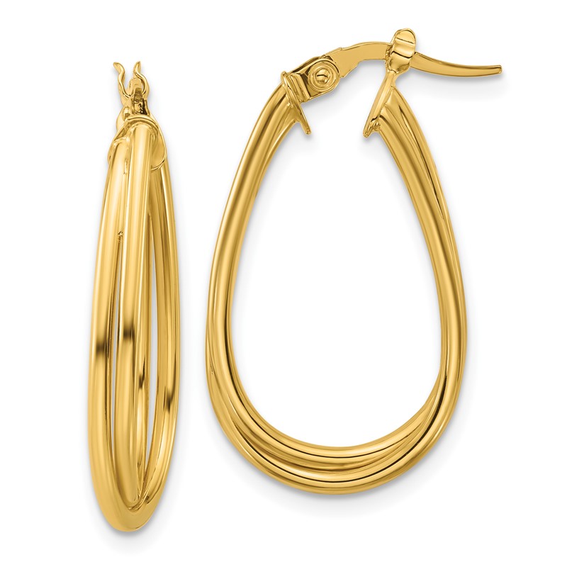 10K Polished Twist Teardrop Hoop Earrings