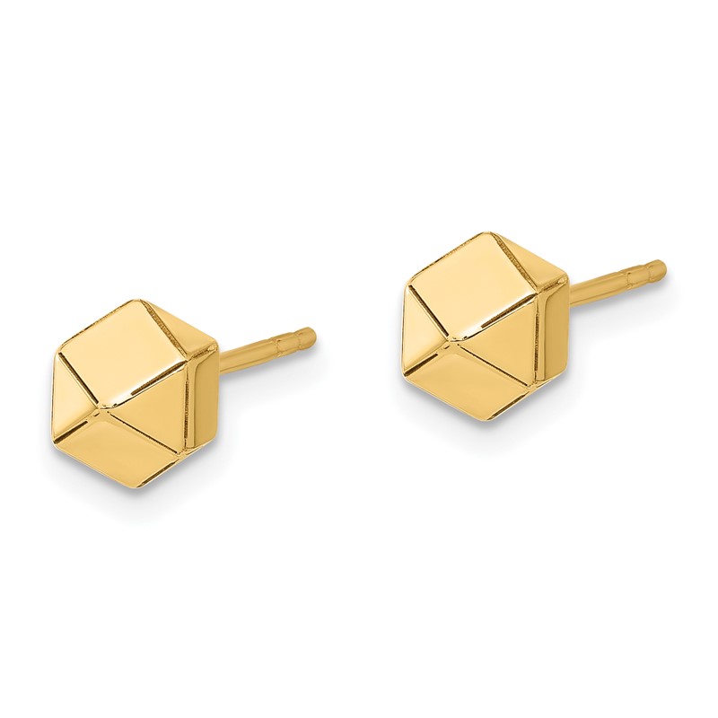 10K Polished Geometric Ball Post Earrings