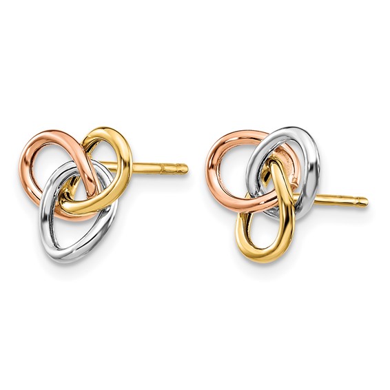 Leslie's 10K Tri-color Polished Rings Post Earrings