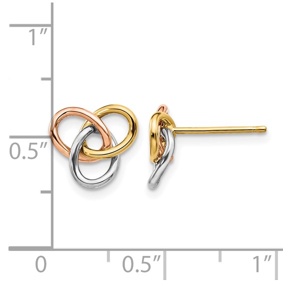 Leslie's 10K Tri-color Polished Rings Post Earrings