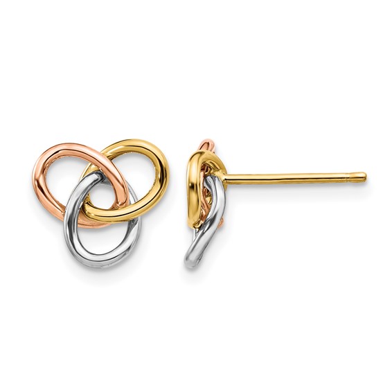 Leslie's 10K Tri-color Polished Rings Post Earrings
