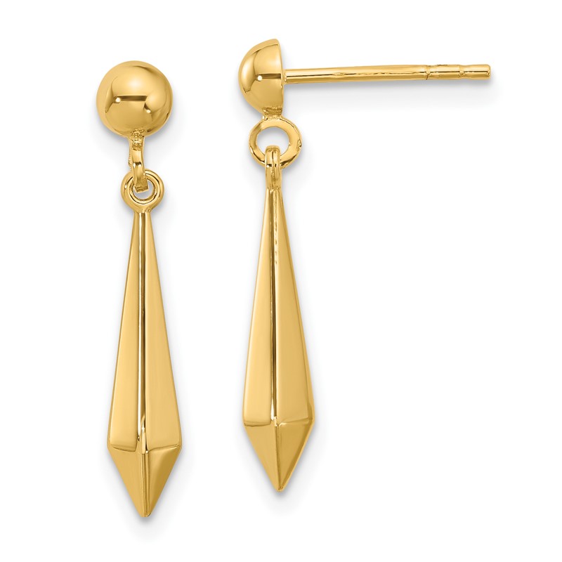 10K Polished Post Dangle Earrings