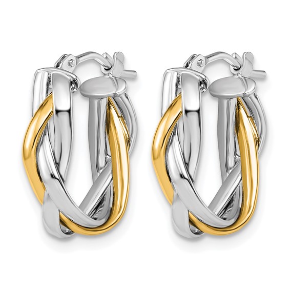 Leslie's 10K w/Wht Rhodium Plating Braided Hoop Earrings