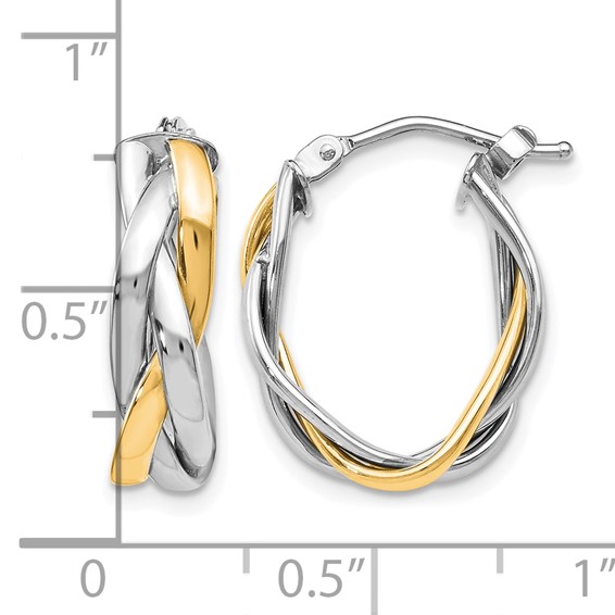 Leslie's 10K w/Wht Rhodium Plating Braided Hoop Earrings