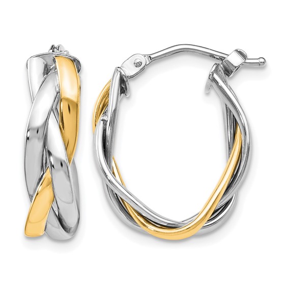 Leslie's 10K w/Wht Rhodium Plating Braided Hoop Earrings