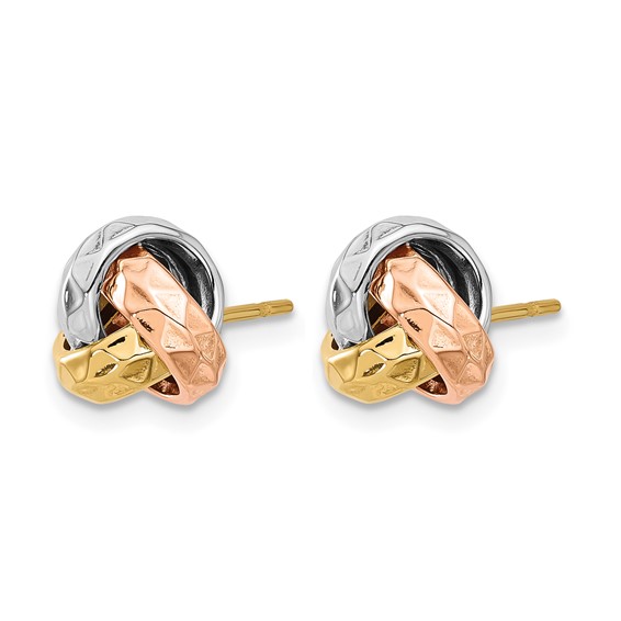 Leslie's 10K Tri-color Polished and Textured Love Knot Post Earrings
