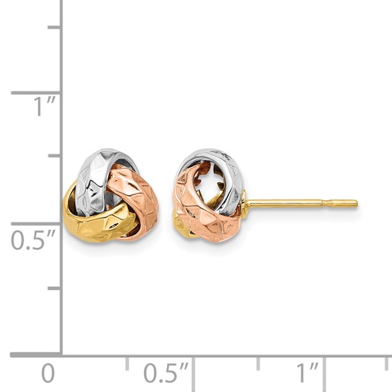 Leslie's 10K Tri-color Polished and Textured Love Knot Post Earrings