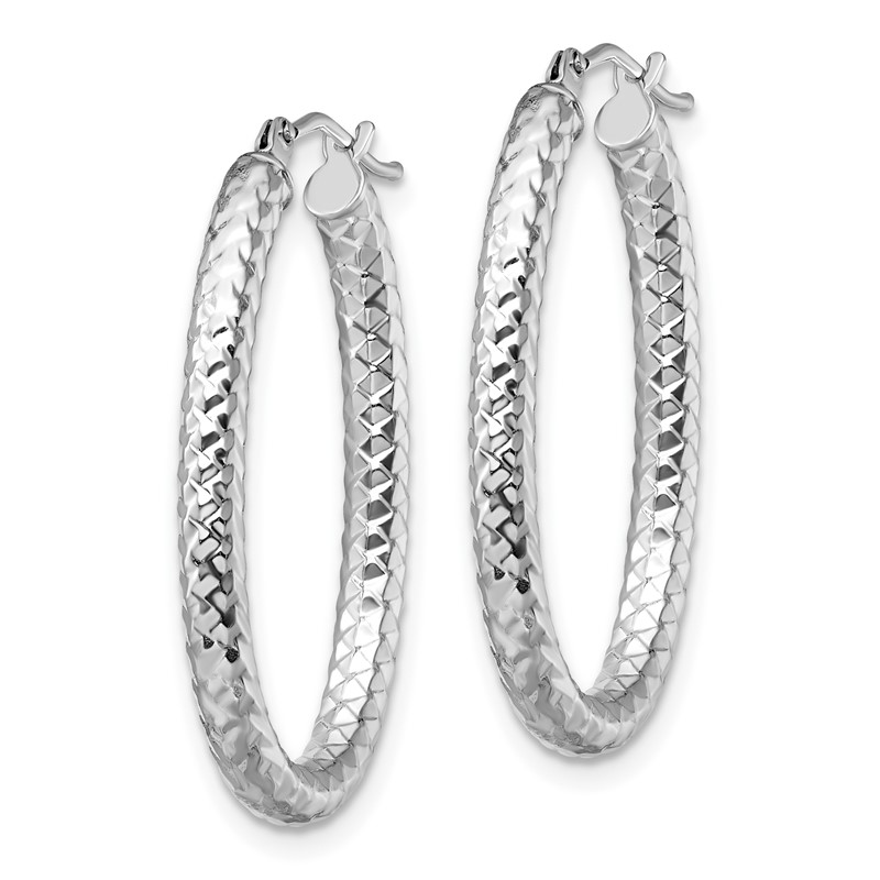 10K ForeverLite White Gold Polished and Textured Earrings