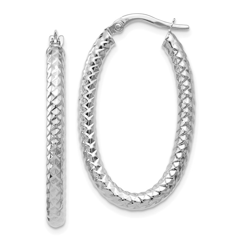 10K ForeverLite White Gold Polished and Textured Earrings