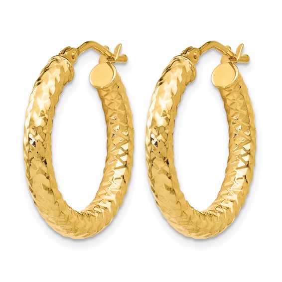 Leslie's 10K ForeverLite Polished and Textured Hoop Earrings