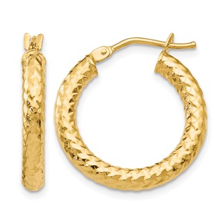 Leslie's 10K ForeverLite Polished and Textured Hoop Earrings