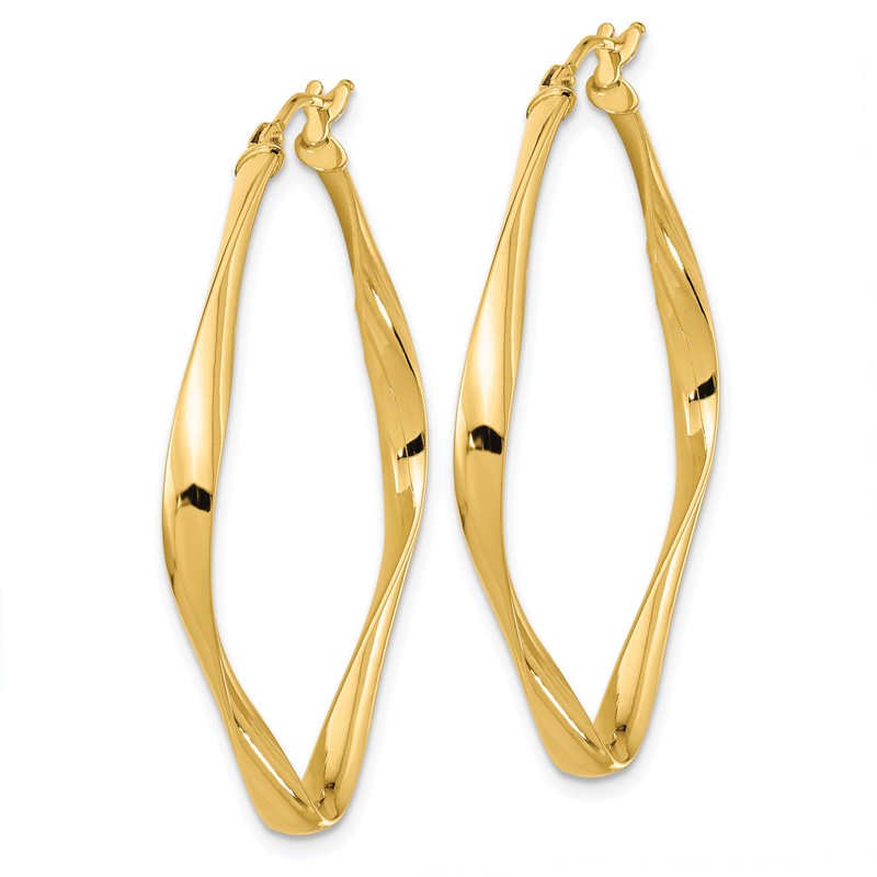 10K Polished Twisted Square Hoop Earrings