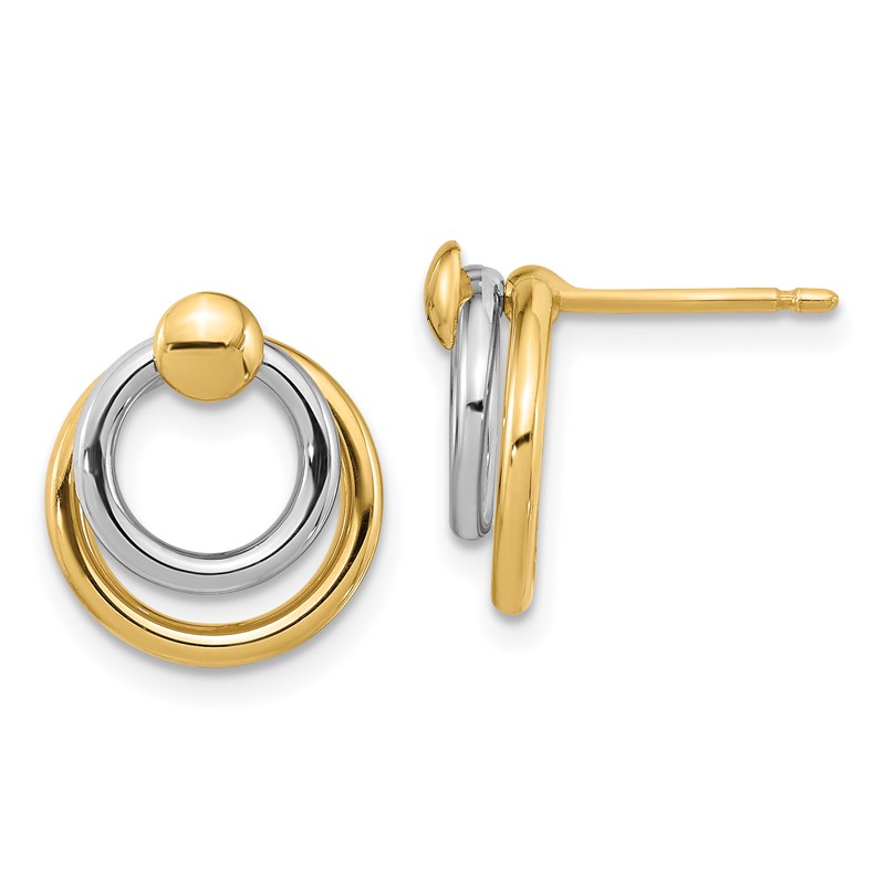 10K Two-tone Polished Post Dangle Earrings