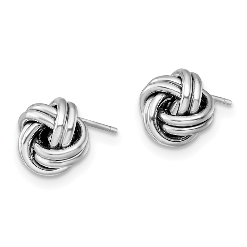10K w/White Rhodium Polished Love Knot Post Earrings