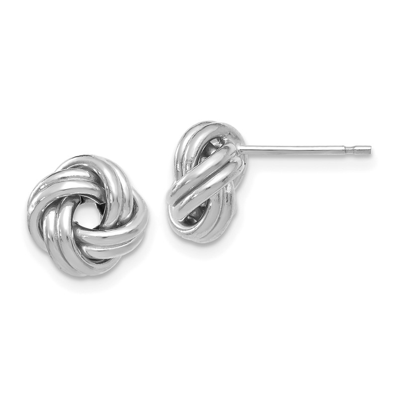 10K w/White Rhodium Polished Love Knot Post Earrings