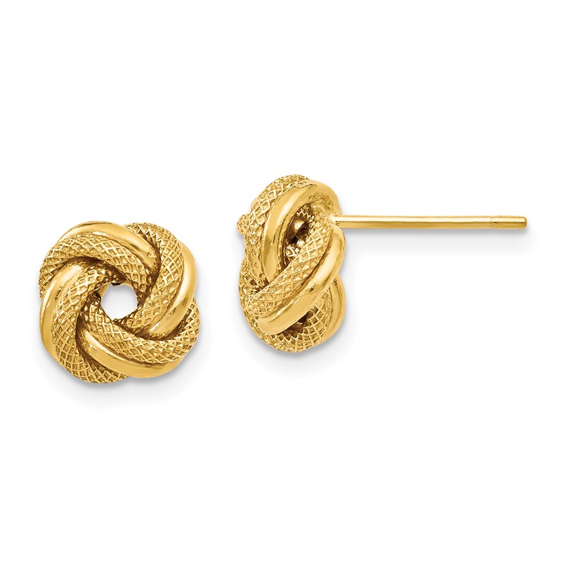 10K Polished D/C Love Knot Post Earrings