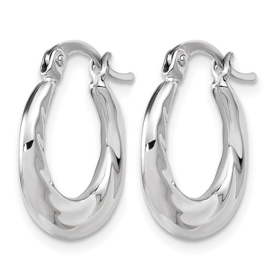 Leslie's 10K White Gold Polished and Grooved Hoop Earrings