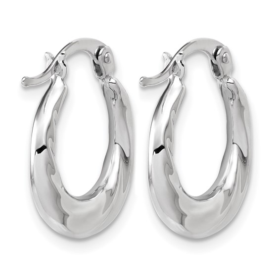 Leslie's 10K White Gold Polished and Grooved Hoop Earrings