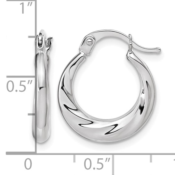 Leslie's 10K White Gold Polished and Grooved Hoop Earrings