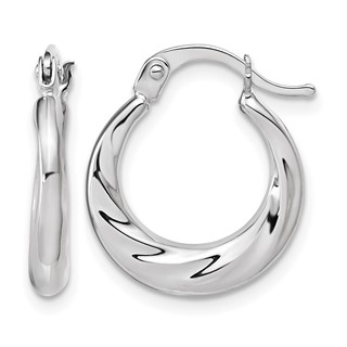 Leslie's 10K White Gold Polished and Grooved Hoop Earrings