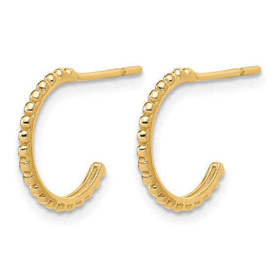Leslie's Gold Polished and Beaded J-Hoop Earrings