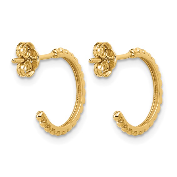 Leslie's Gold Polished and Beaded J-Hoop Earrings