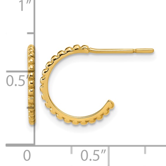 Leslie's Gold Polished and Beaded J-Hoop Earrings