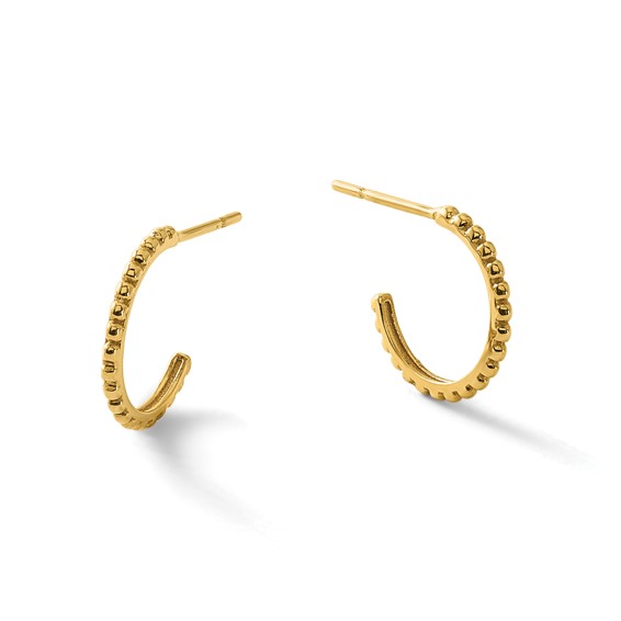 Leslie's Gold Polished and Beaded J-Hoop Earrings