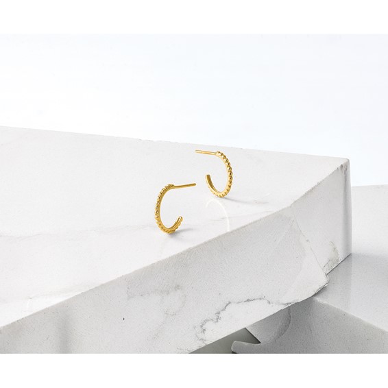 Leslie's Gold Polished and Beaded J-Hoop Earrings