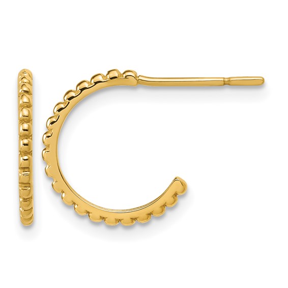 Leslie's Gold Polished and Beaded J-Hoop Earrings