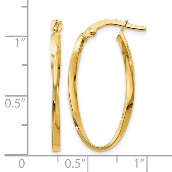 Leslie's 10K Twisted Oval Hoop Earrings