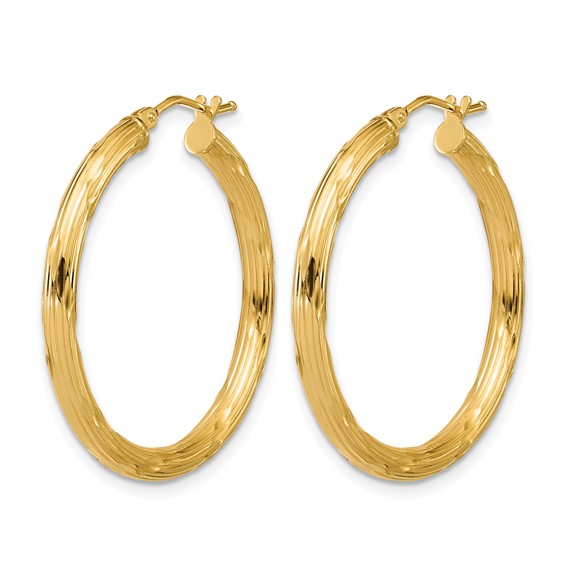 Leslie's 10K Polished and Grooved Round Hoop Earrings