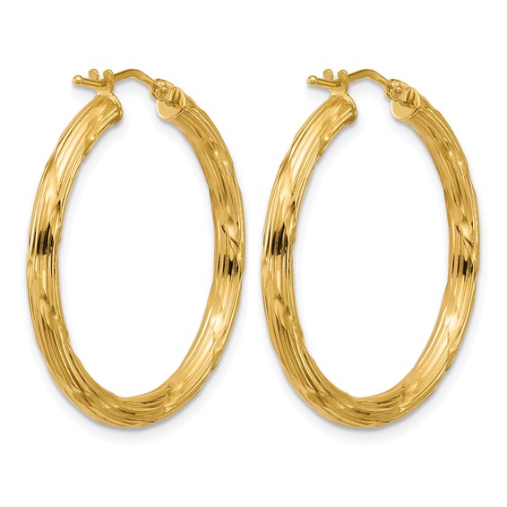 Leslie's 10K Polished and Grooved Round Hoop Earrings