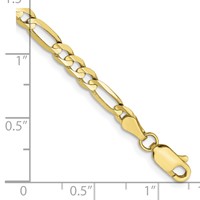 10K 4mm Yellow Gold Concave Open Figaro Chain view 2