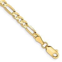 10K 4mm Yellow Gold Concave Open Figaro Chain view 1