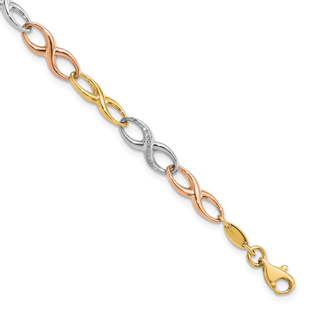 Leslie's 10K Tri-color Infinity Symbol Link Bracelet